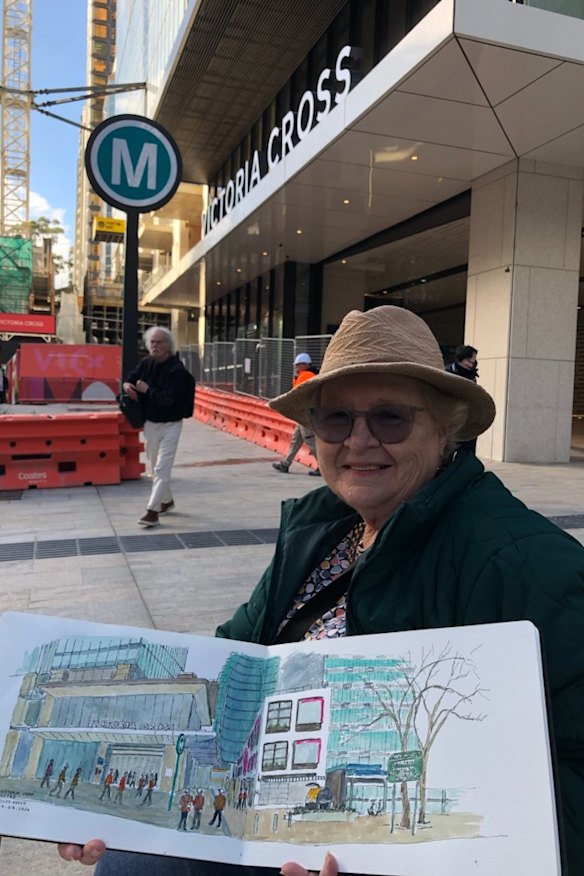 Julie Keech sketches Victoria Cross station.