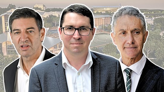 Perth Lord Mayor Basil Zempilas, Federal Member for Perth Patrick Gorman and WA Education Minister Tony Buti.