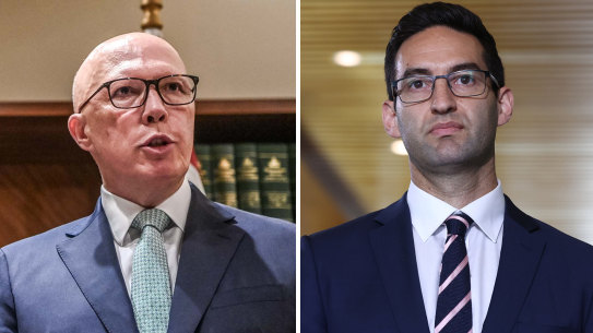 Opposition leader Peter Dutton (right) said he did not doubt Josh Burns’ motives but claimed he had been ineffective.