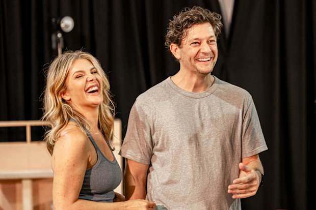 Natalie Bassingthwaighte with Rob Mills Waitress musical Robert Mills
