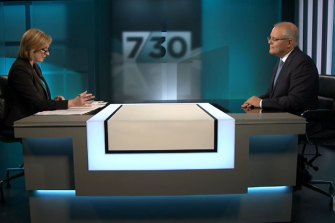 Former prime minister Scott Morrison on 7.30 with Sales in May 2019.