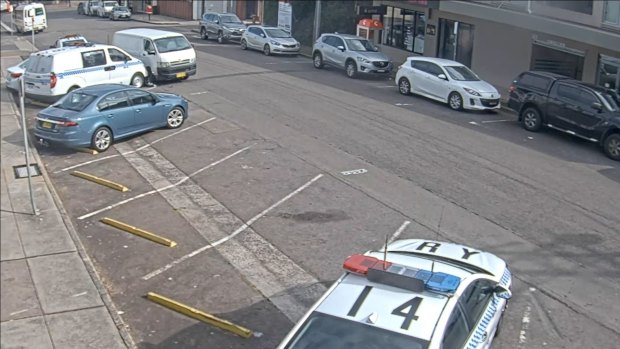 CCTV footage captured the moment the van hit the police cars. 