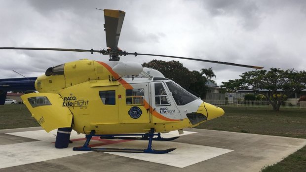 The LifeFlight rescue helicopter took the man from Blackbutt to the Sunshine Coast. 
