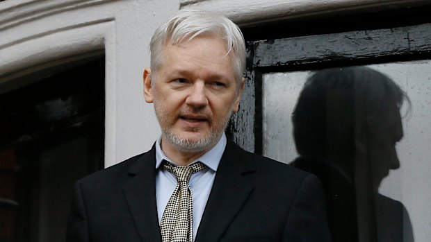 WikiLeaks founder Julian Assange speaks from the balcony of the Ecuadorean Embassy in London. 