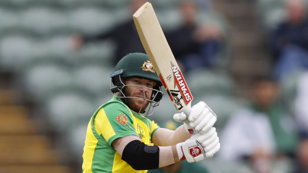 Australian opener David Warner in action against Pakistan at the Cricket World Cup.  
