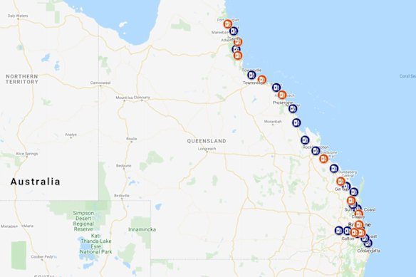 There are now 31 electric car charging stations between Port Douglas and Coolangatta and west to Toowoomba.