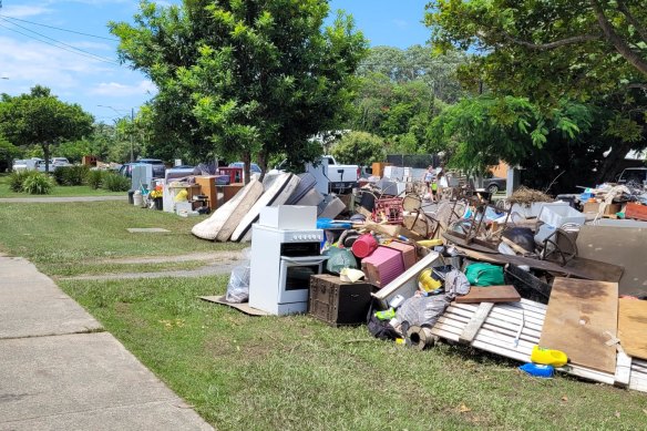 The devastation left by the flood at the  Chinderah caravan park where  Peter Pollock had been living. 