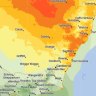 Bureau of Meteorology forecast map shows predicted heat in NSW on Friday. 