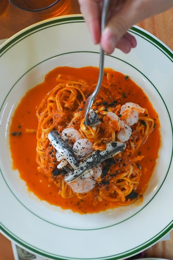 Spanner crab and prawn spaghetti.