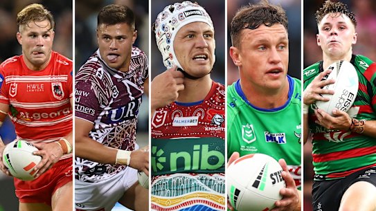Jack De Belin, Josh Schuster, Kalyn Ponga, Jack Wighton and Blake Taaffe.