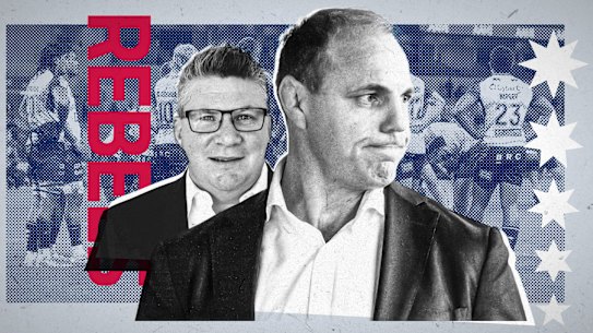 Former Rebels president Paul Docherty (left) and Rugby Australia chief Phil Waugh are expected to be called as witnesses in the case. 