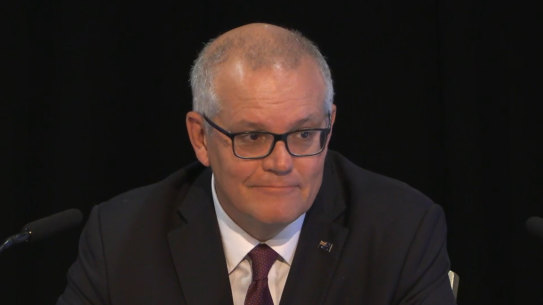 December 14, 2022. A screenshot of former Prime Minister Scott Morrison appearing at the Royal Commission into the Robodebt Scheme. Credit: Supplied