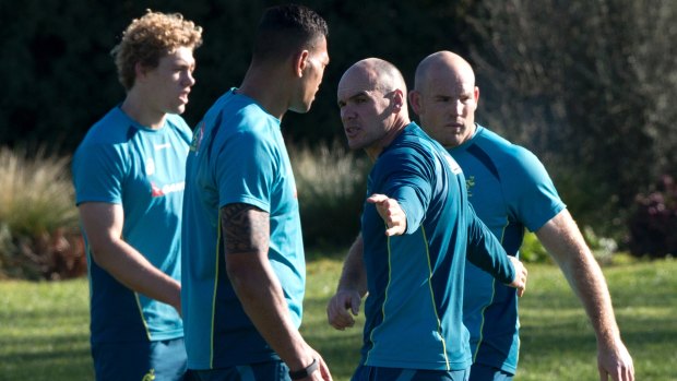 Nathan Grey at work with the Wallabies in 2017.