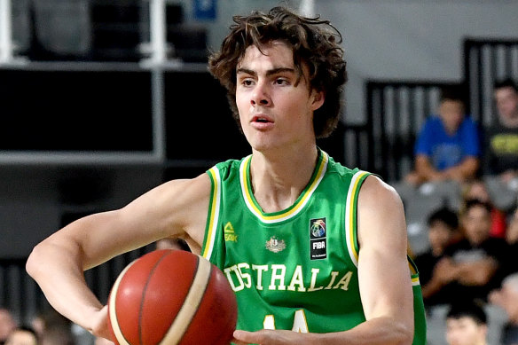 Josh Giddey made his debut for the Boomers against Hong Kong.
