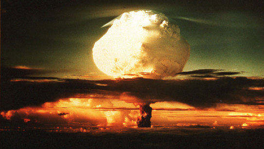 The first test of a hydrogen bomb using nuclear fusion by the US during the Cold War in 1952.
