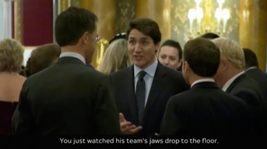 Canada's Justin Trudeau was caught on camera apparently joking about Donald Trump.