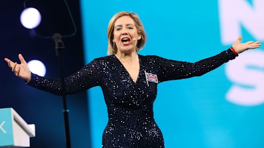 Andrea Jenkyns in full song at the Reform UK national conference in Birmingham.