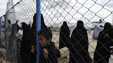 Islamic State wives and children in the foreign section of al-Hawl camp, Syria, in April 2019.