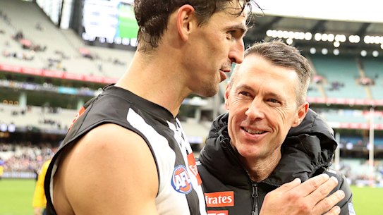 Collingwood champion Scott Pendlebury and coach Craig McRae.