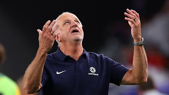 Graham Arnold reacts as the Socceroos are bundled out of the Asian Cup.