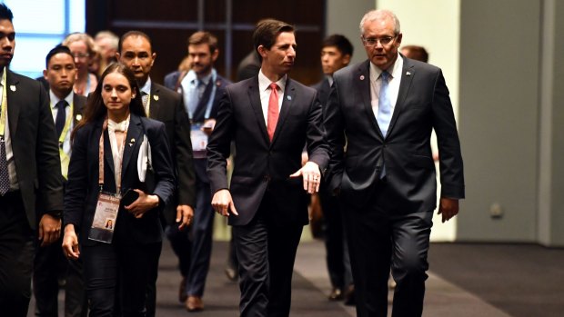 Trade Minister Simon Birmingham and Prime Minister Scott Morrison.