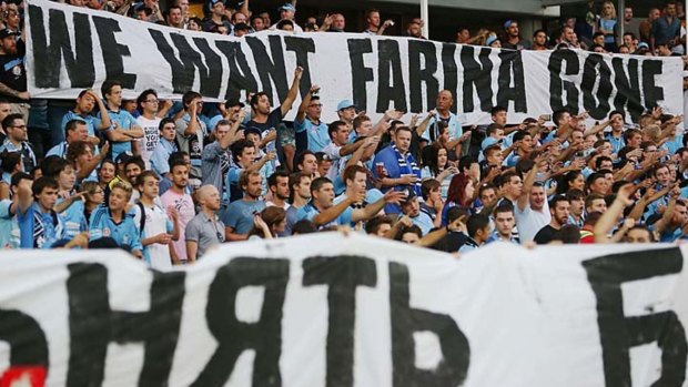 Sydney FC fans revolt after a loss to Adelaide in February 2014. 
