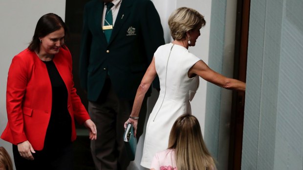 Walking out: The quest for ideological purity has cost the Liberal Party some of its leading figures, such as foreign minister and deputy leader Julie Bishop (right) and jobs minister Kelly O'Dwyer (left). 