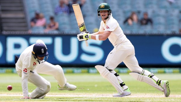 Steve Smith plays in front of a smattering of fans on day five of last year's Boxing Day Test.