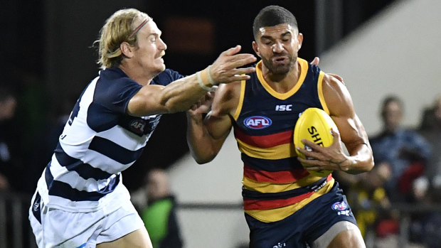 Adelaide's Curtly Hampton during the AFLX competition.