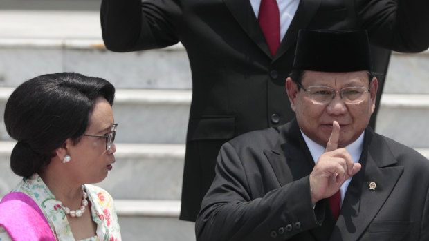 Newly inaugurated Indonesian Defense Minister Prabowo Subianto at Wednesday's inauguration. 