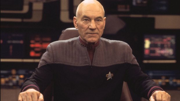 Patrick Stewart as Captain Jean-Luc Picard in the 2002 film Star Trek: Nemesis.