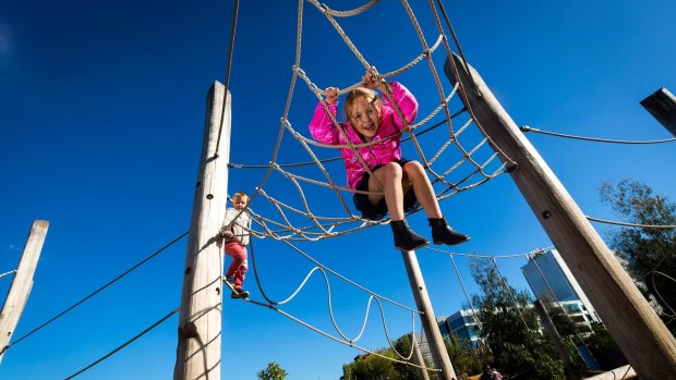 Children at Melbourne's award-winning Royal Park Nature Playground.