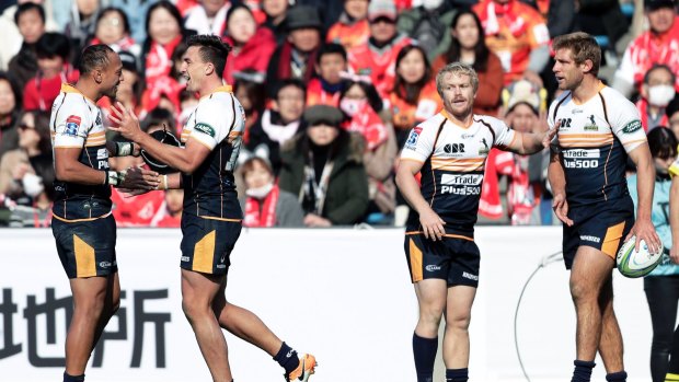 Christian Lealiifano, left, made his Super Rugby comeback against the Sunwolves last year.