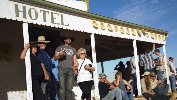 Drinkers at Birdsville Hotel during the annual Birdsville races in September.