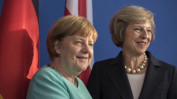 German Chancellor Angela Merkel and British Prime Minister Theresa May in 2016.