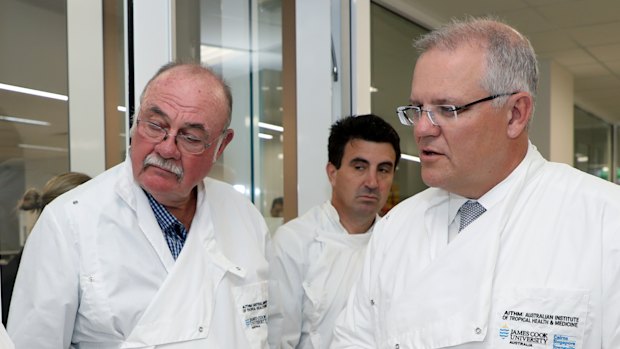 Scott Morrison with Leichhardt MP Warren Entsch, who has had 12 promises made for his seat since the start of the year.