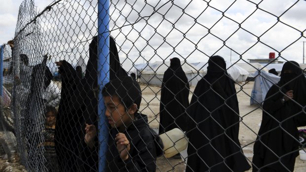 Islamic State wives and children in the foreign section of al-Hawl camp, Syria, in April 2019.