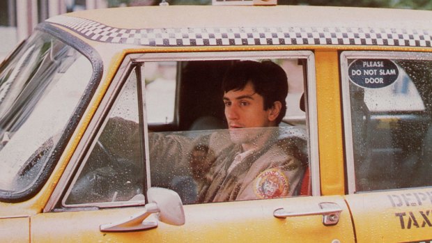 Robert De Niro as one of Martin Scorsese's infamous characters, Travis Bickle, in <i>Taxi Driver</I>.