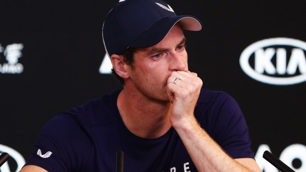 Tearful: An emotional Andy Murray in Melbourne on Friday. 