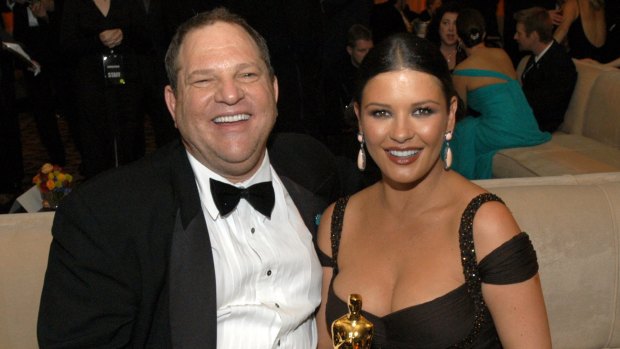 Weinstein with Catherine Zeta-Jones at the post-Oscar Miramax party in 2003. 
