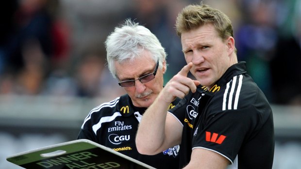 Tricky relationship: Mick Malthouse and Nathan Buckley in 2011.