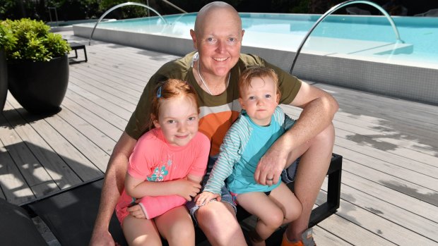 Jarrod Lyle with daughters Lusi and Jemma earlier this year.