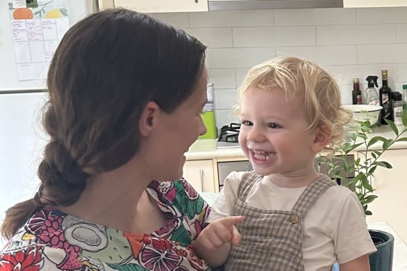 Sophie Roome and her son Rowan, 2.