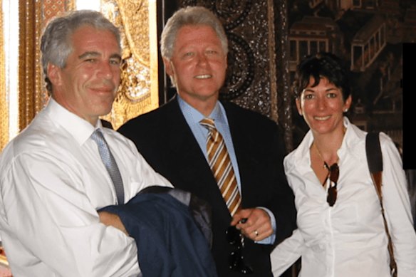 Former US president Bill Clinton pictured with Jeffrey Epstein and Ghislaine Maxwell in a photo provided by the Department of Justice.