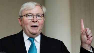 Former prime minister Kevin Rudd is warning of a trade war, a hot war, and a recession.