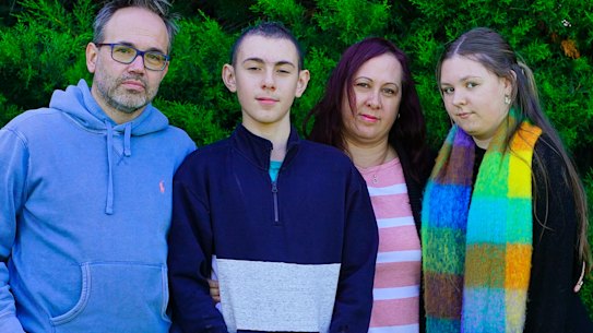 Chris Hindson with son Jacob Peck, partner Stephanie Hindson and daughter Lillian Hindson-Peck.