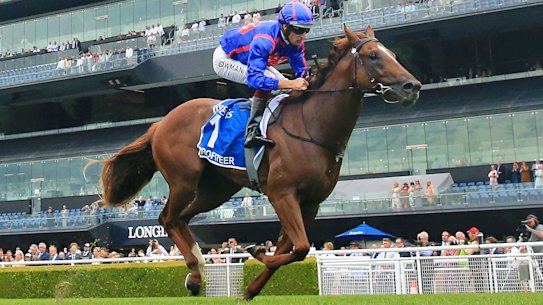 Hugh Bowman wins the Inglis Millenium on equal Golden Slipper favourite Profiteer