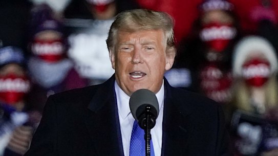 Donald Trump at a campaign rally in Wisconsin on Saturday (Sunday AEDT).