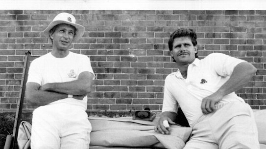 What happens on tour...: David Gower and Robin Smith at the SCG in 1990.