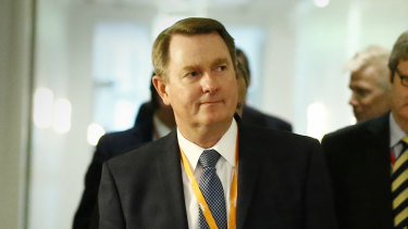 ExxonMobil Australia chairman Richard Owen arrives for a meeting in Parliament House in Canberra in 2017.